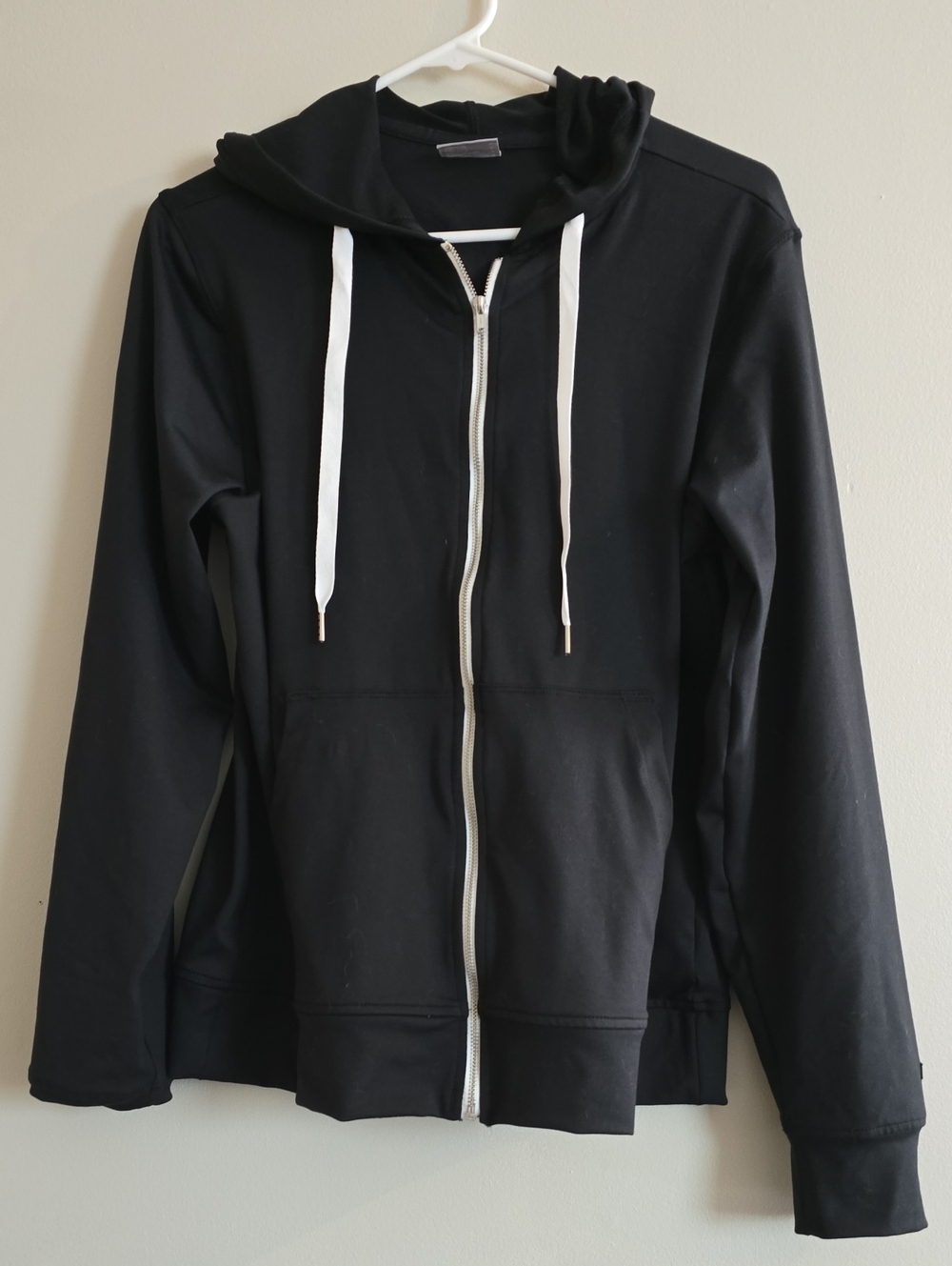 Columbia Black Zip-Up Hoodie Jacket with White Drawstrings